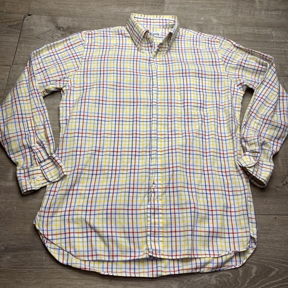 Ben Silver Mens Tattersall Check Button Down Shirt Cotton Multi Color USA